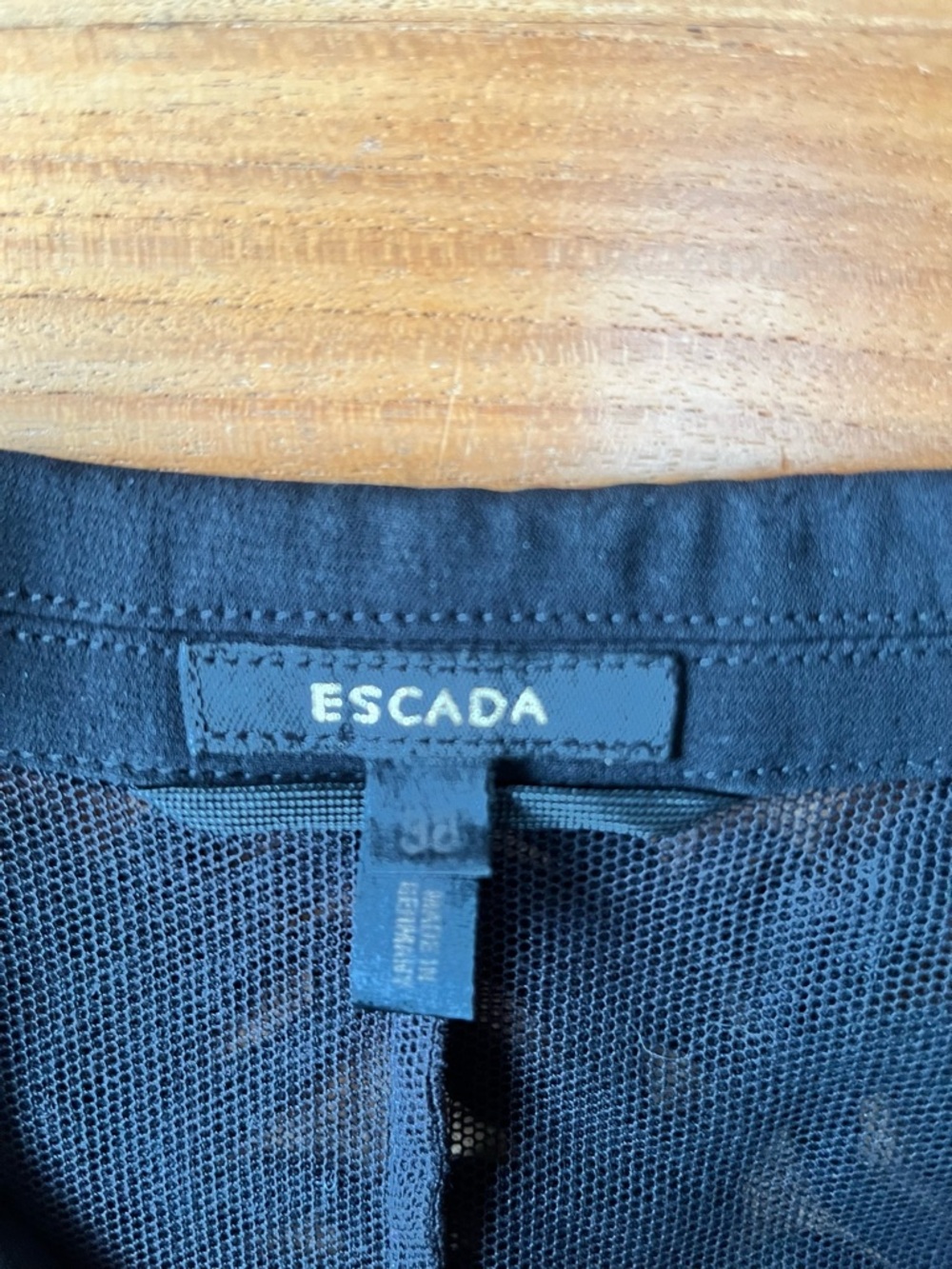 Vintage Escada Elegant Silk Black Mesh & Embroidered Evening Blouse - Picture 4 of 8